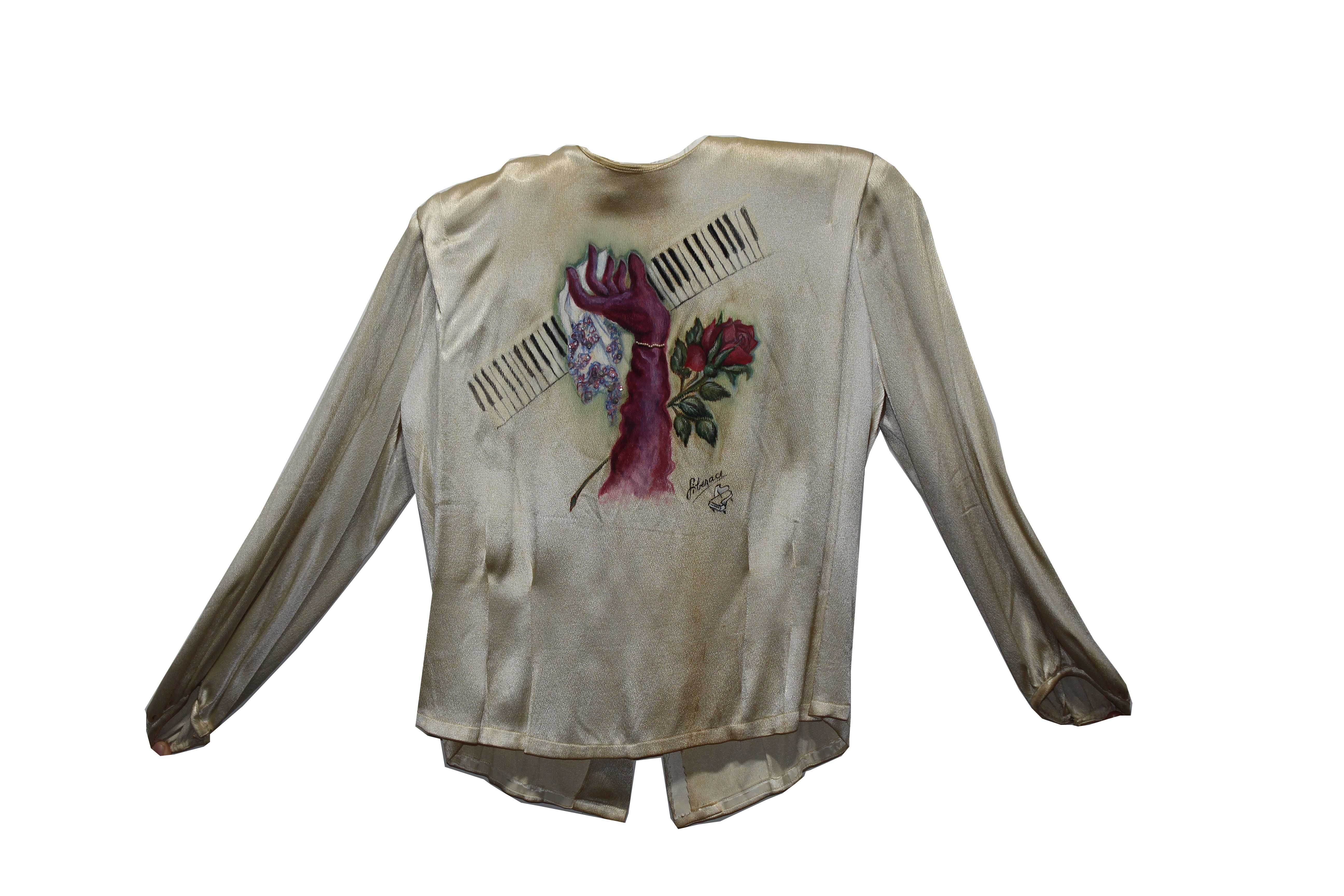 Rare Hildegarde Blouse, Handpainted by Liberace