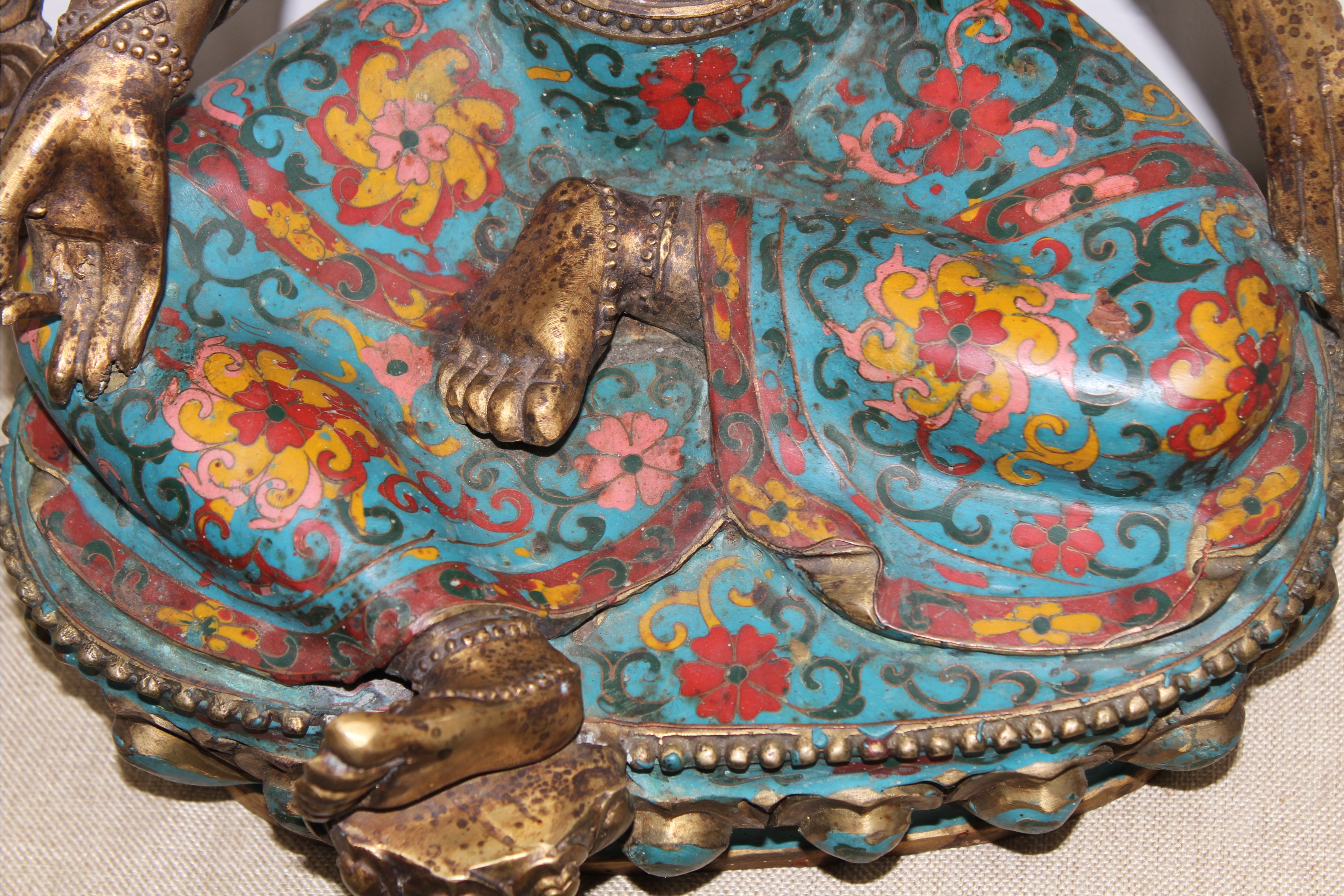 Large Antique Chinese Cloisonne Figure, Signed - Image 5 of 8