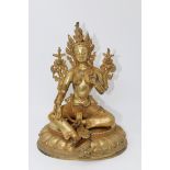 Tibetan Seated Gilt Bronze Buddha Figure