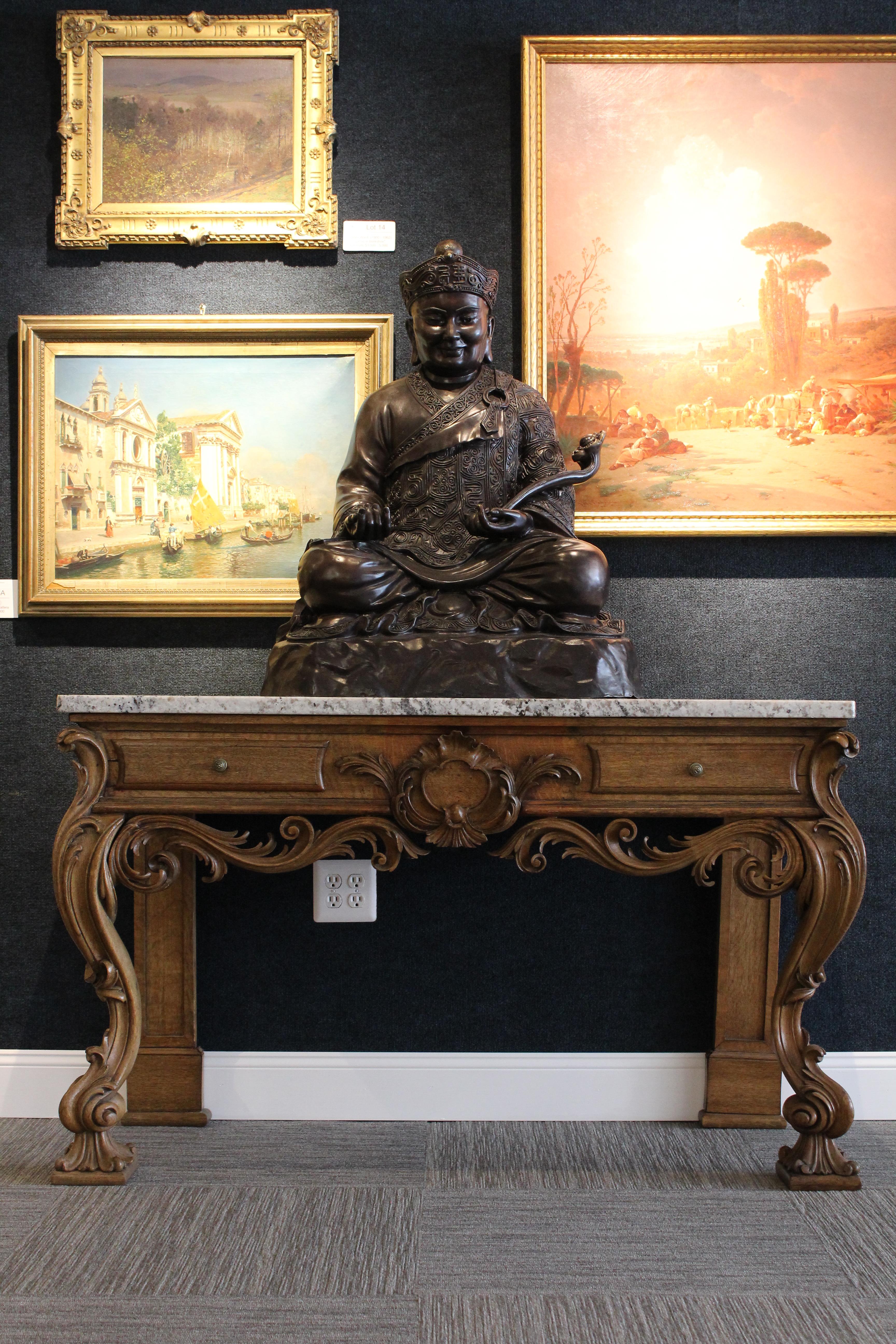 Large Chinese Bronze Seated Buddha Figure - Image 2 of 6