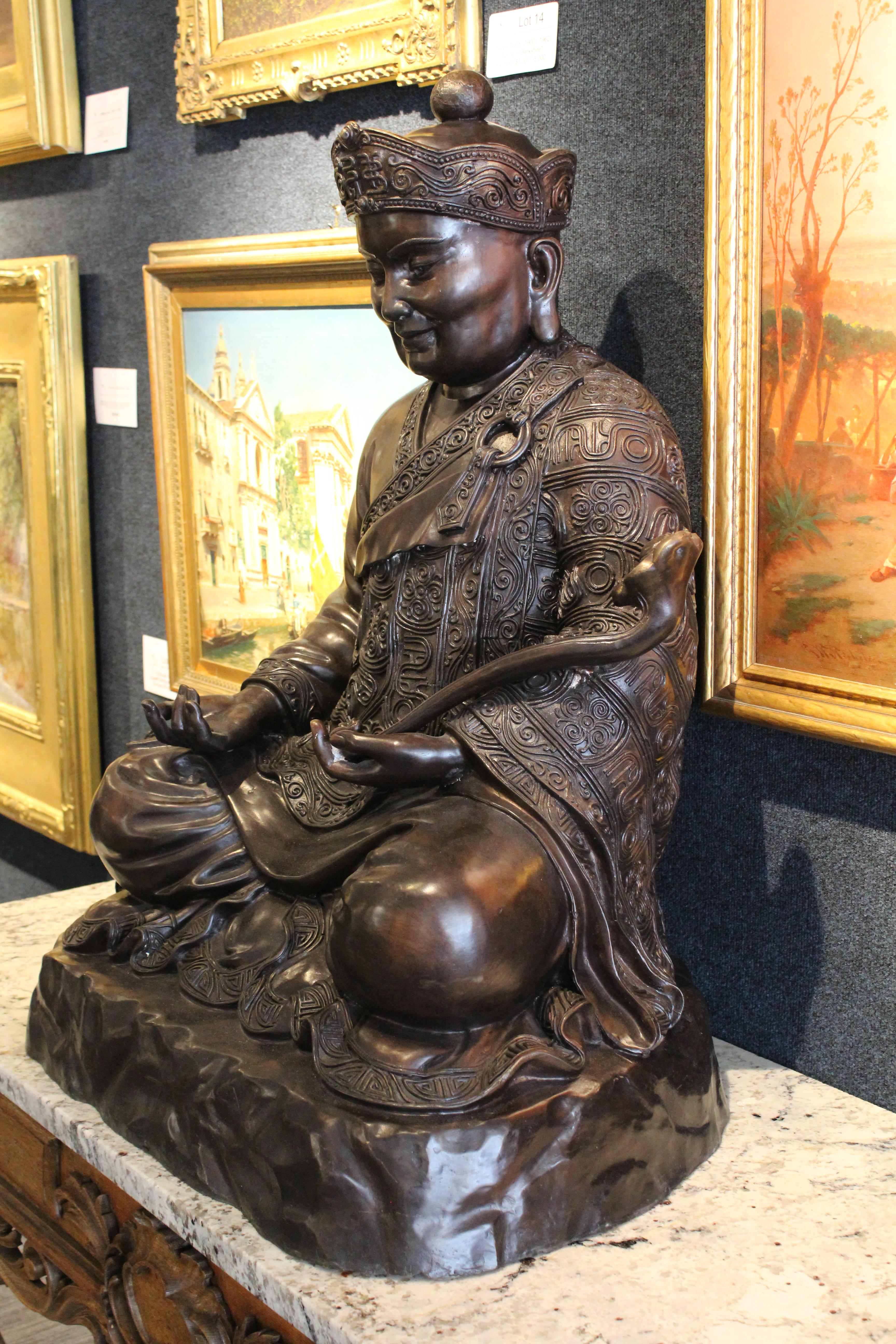 Large Chinese Bronze Seated Buddha Figure - Image 3 of 6