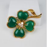 18K Van Cleef & Arpels Clover Chrysoprase Brooch