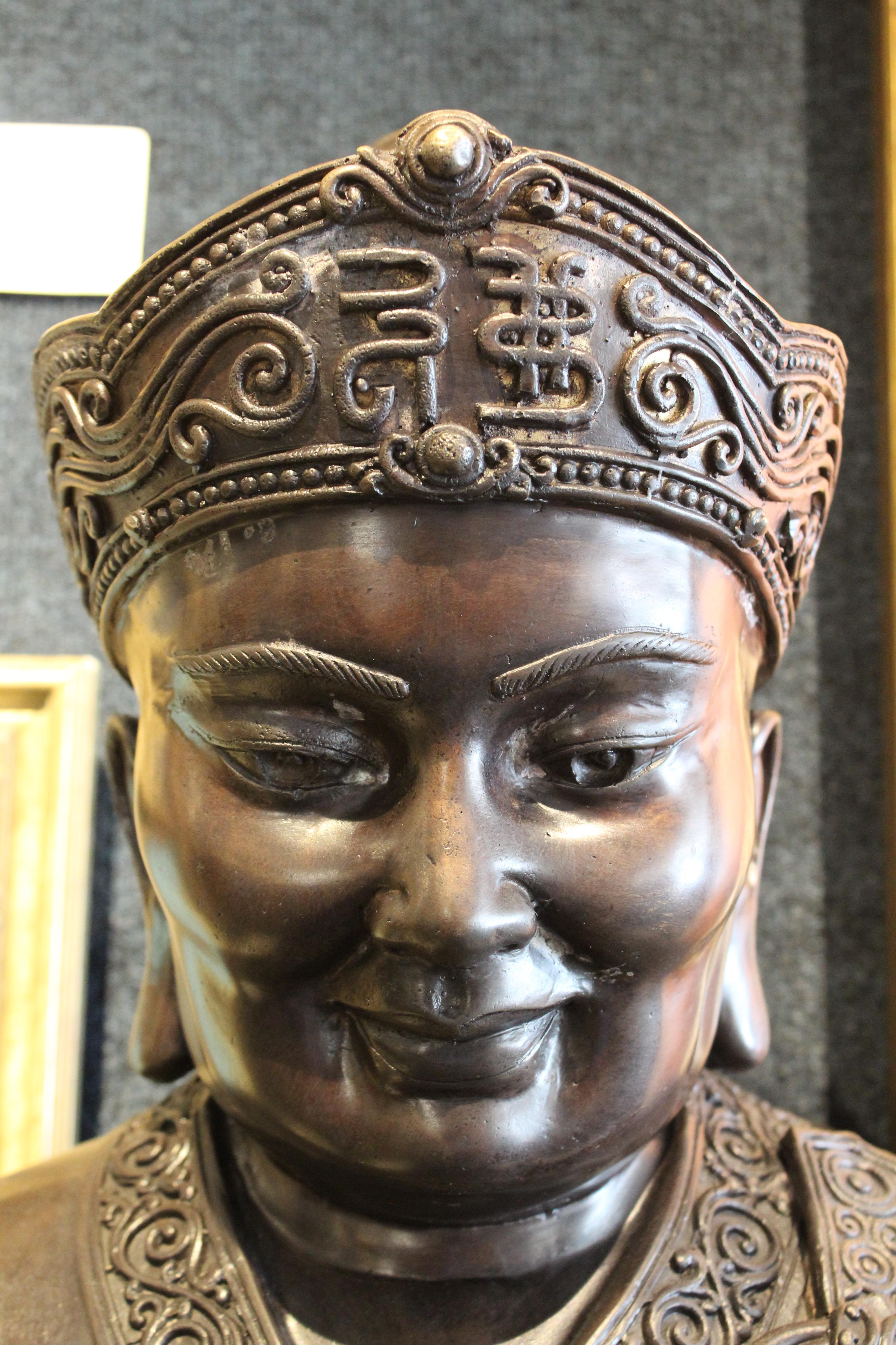 Large Chinese Bronze Seated Buddha Figure - Image 6 of 6