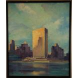 Signed, Painting of United Nations Building (NYC)