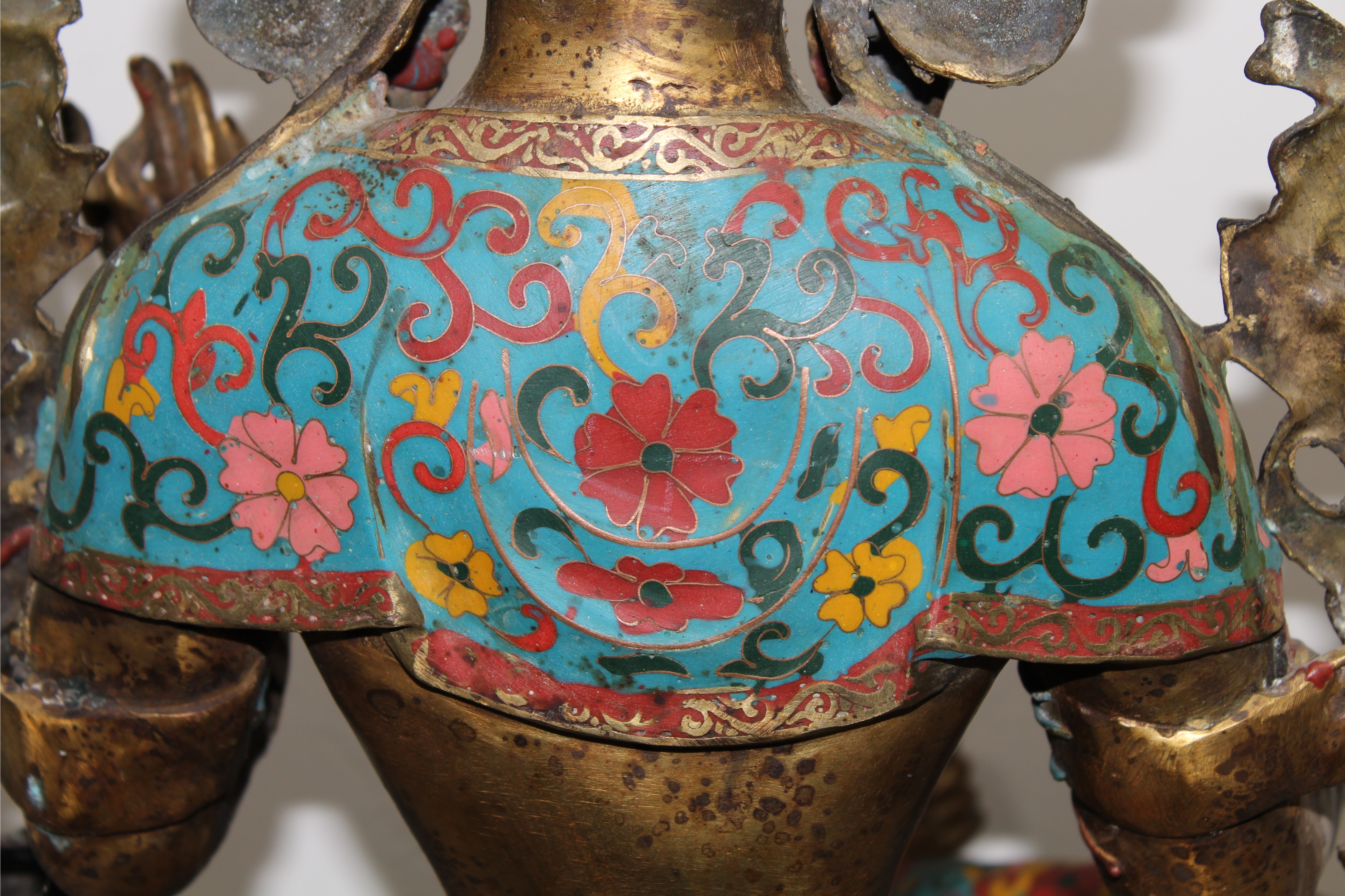 Large Antique Chinese Cloisonne Figure, Signed - Image 3 of 8