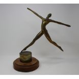 Mid Century Bronze Ballet Dancer on Wood Base