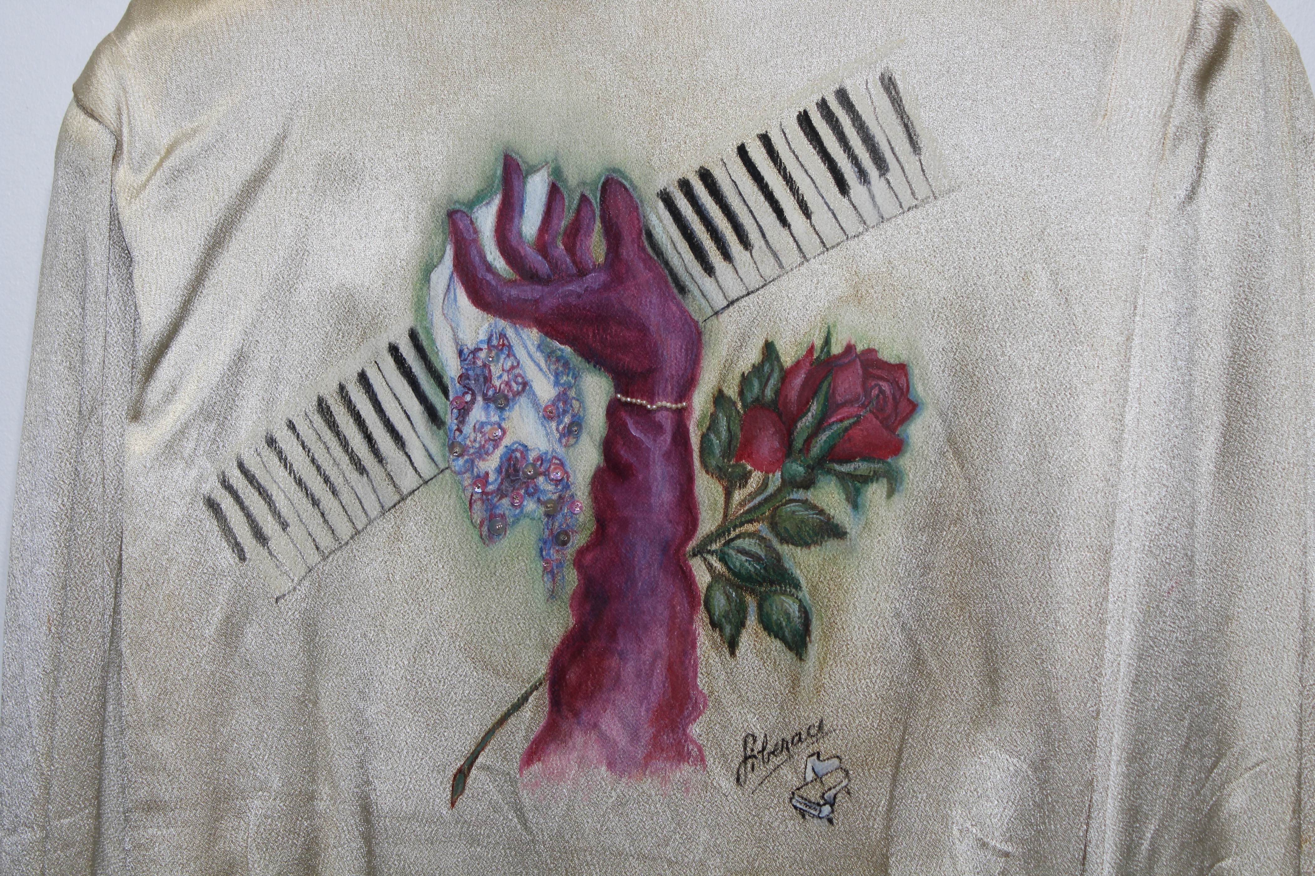 Rare Hildegarde Blouse, Handpainted by Liberace - Image 7 of 10