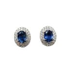 18K White Gold Sapphire & Diamond Earrings