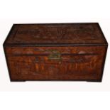 Carved Chinese Hardwood Blanket Chest