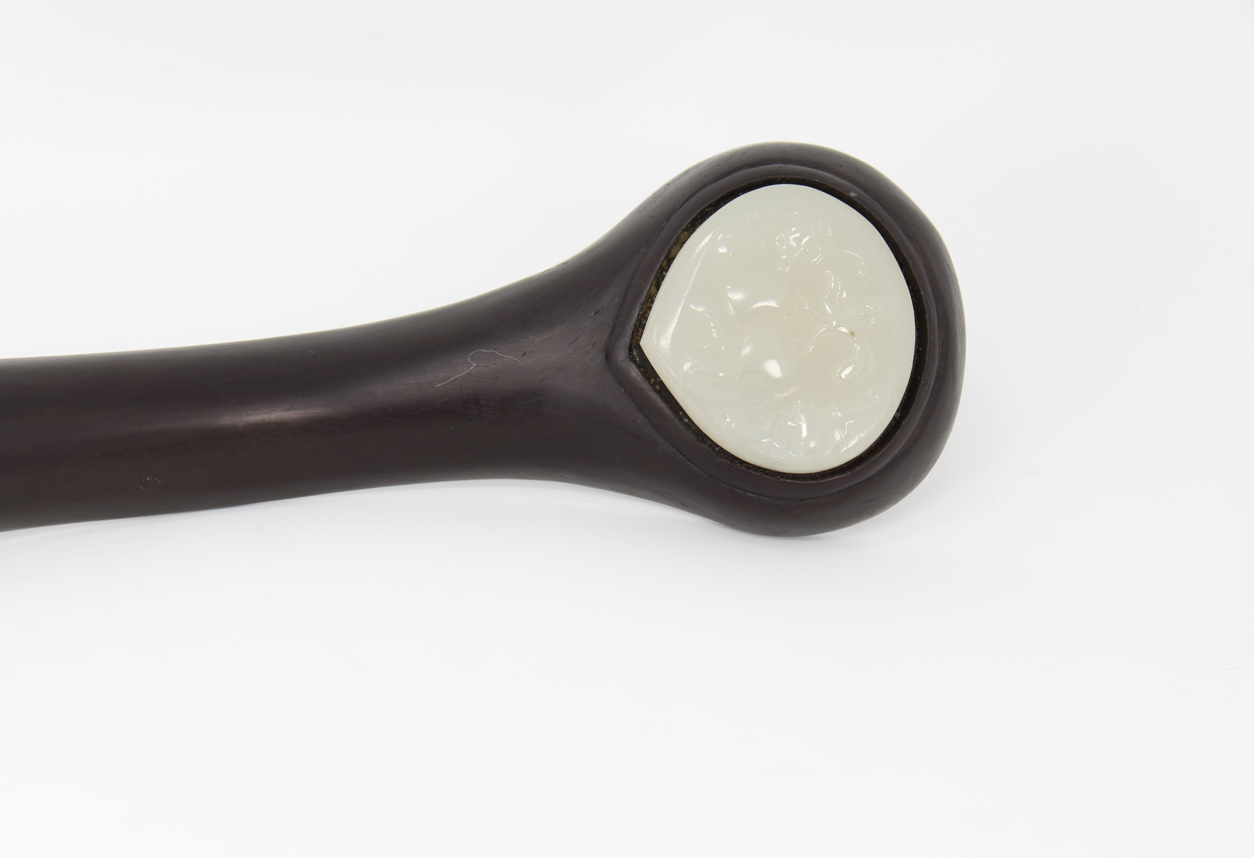 Chinese, Large White Jade Inset Ruyi Scepter - Image 4 of 5