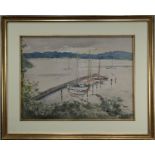 American School, Signed 20th C. Harbor Scene