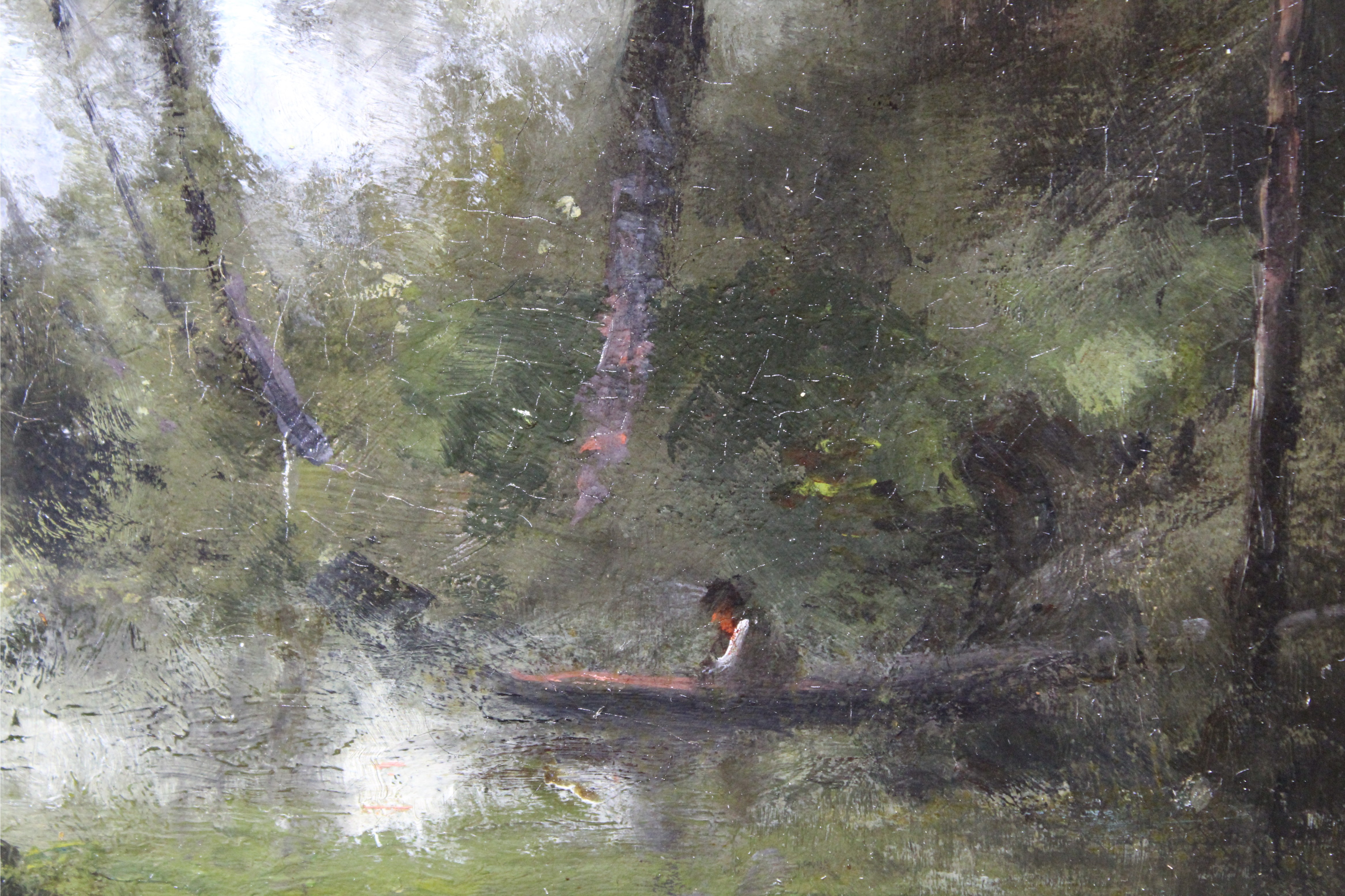 Signed Corot, Barbizon Landscape with Figure - Image 3 of 7