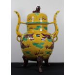 Glazed Chinese Qianlong Tripod Censer