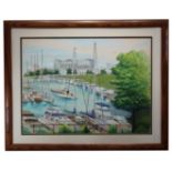 20th C. American School Harbor Scene, Signed