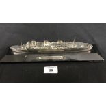 THE ALLAN ROUSE COLLECTION - OCEAN LINER: R.M.S. Queen Mary unusual chrome desk top model/match
