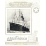 OCEAN LINER: White Star Line promotional brochure showing the "Big 4" Adriatic, Baltic, Cedric and