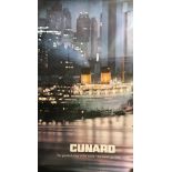 CUNARD: Agent's poster showing the Queen Elizabeth II in the foreground with NY skyline in the