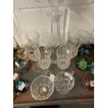 Glassware: 1970s Italian lead crystal (24%), seven piece sherry set with one wine decanter and six