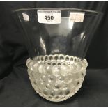 Lalique. Thistle shaped vase with beaded base, possible variation of the 'Mossi' pattern. Lalique