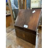 Boxes: 20th cent. Mahogany stationery box with Armorial to the front.