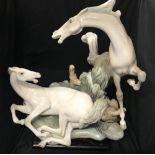 20th cent. Lladro large figures 'Playful Horses'. 17ins x 15ins.
