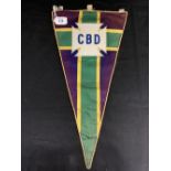 Football Memorabilia: Brazil pennant with 'CBD' badge on green and gold cross. This pennant would