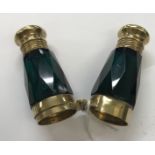 *A novelty Victorian double ended green faceted scent bottle in the form of opera glasses.