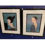 Taurate Prints: "Bambi" study of a young girl plus "Iris" study of a young girl. Both framed and