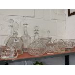 20th cent. Glassware: Including art glass and other, decanters, bowls, dishes, bell, a moulded