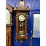 Clocks: 19th cent. Continental Dutch style hanging wall clock. The interior and exterior case inlaid