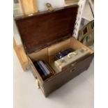 The Thomas E Skidmore Collection: Boxes, brass bound pine box used as a cabin trunk. 28ins. x 16ins.