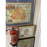 Maps: Framed and glazed, hand coloured map of Wiltshire from a survey which was carried out in