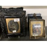 19th cent, Photo frames, Gutta - Percha frames, heavy ornate decoration. 4½ins. x 3½ins. 3