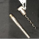 Corkscrews/Wine Collectables: 18th cent. Dutch silver screw in a two part threaded tubular case, the
