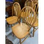20th cent. Hardwood dining chairs, stick backs x 4.
