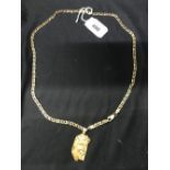 Jewellery: 18ct. (tested) gold chain. Plus a 18ct. (tested) pendant depicting the face of Christ.