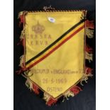 Football Memorabilia: Original pennant presented to England team. Belgium B v England under 23's. 25