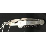 Corkscrews/Wine Collectables: Hallmarked silver waiter's friend. Two blades, foil cutter, grooved