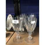 The Thomas E Skidmore Collection: 19th cent. Drinking glasses - wine goblets, 6 canted panels on a