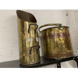 Brassware: 19th cent. Brass and copper coal bucket, and a brassware coal scuttle.