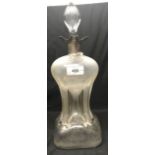 Early 20th cent. Glass: Decanter with silver hallmarked collar, pinched body. Sheffield, Walker