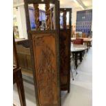 The Thomas E Skidmore Collection: 19th cent. Chinese hardwood four panel folding screen, depicting