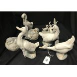 The Thomas E Skidmore Collection: 20th cent. Ceramics: Birds. Nao geese x 4, plus group, and pair of