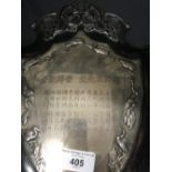 The Thomas E Skidmore Collection: Chinese export silver trophy shield inscribed in Chinese.