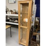 20th cent. Pine display cabinet with 4 glass shelves. 17ins. x 70ins. x 13ins.
