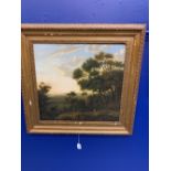 Patrick Nasmyth 1787 - 1831: Oil on panel, landscape study, with trees and figures. Framed 18ins.
