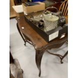19th cent. Walnut centre table. Serpentine edged long elegant cabriole supports rising off scroll