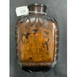 The Thomas E Skidmore Collection: 19th cent. Glass - Peking Amber cologne flask with carved sides