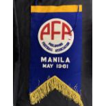 Football Memorabilia: 'Philippine Football Association, Manila, May 1961' pennant.