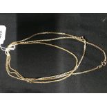 Gold Jewellery: Neck chains box link marked 9ct 375. 17ins. Another 16ins. 15gms. Plus a rope